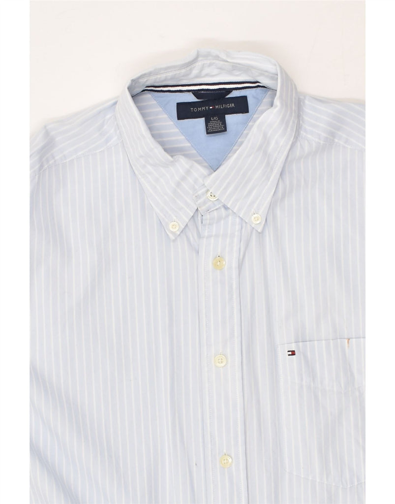 TOMMY HILFIGER Mens Shirt Large Blue Pinstripe Cotton | Vintage Tommy Hilfiger | Thrift | Second-Hand Tommy Hilfiger | Used Clothing | Messina Hembry 