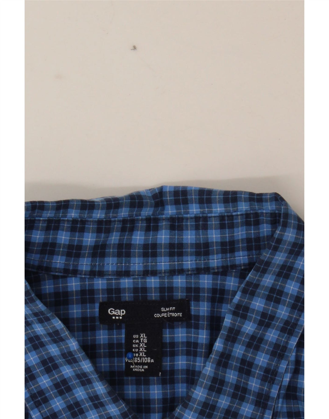 GAP Mens Slim Fit Shirt XL Blue Check Cotton Vintage Gap and Second-Hand Gap from Messina Hembry 