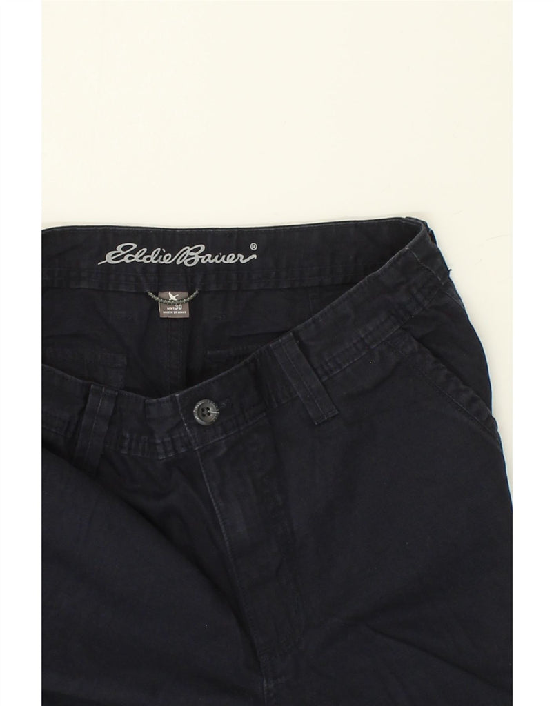 EDDIE BAUER Mens Cargo Shorts W30 Medium Navy Blue Cotton | Vintage Eddie Bauer | Thrift | Second-Hand Eddie Bauer | Used Clothing | Messina Hembry 