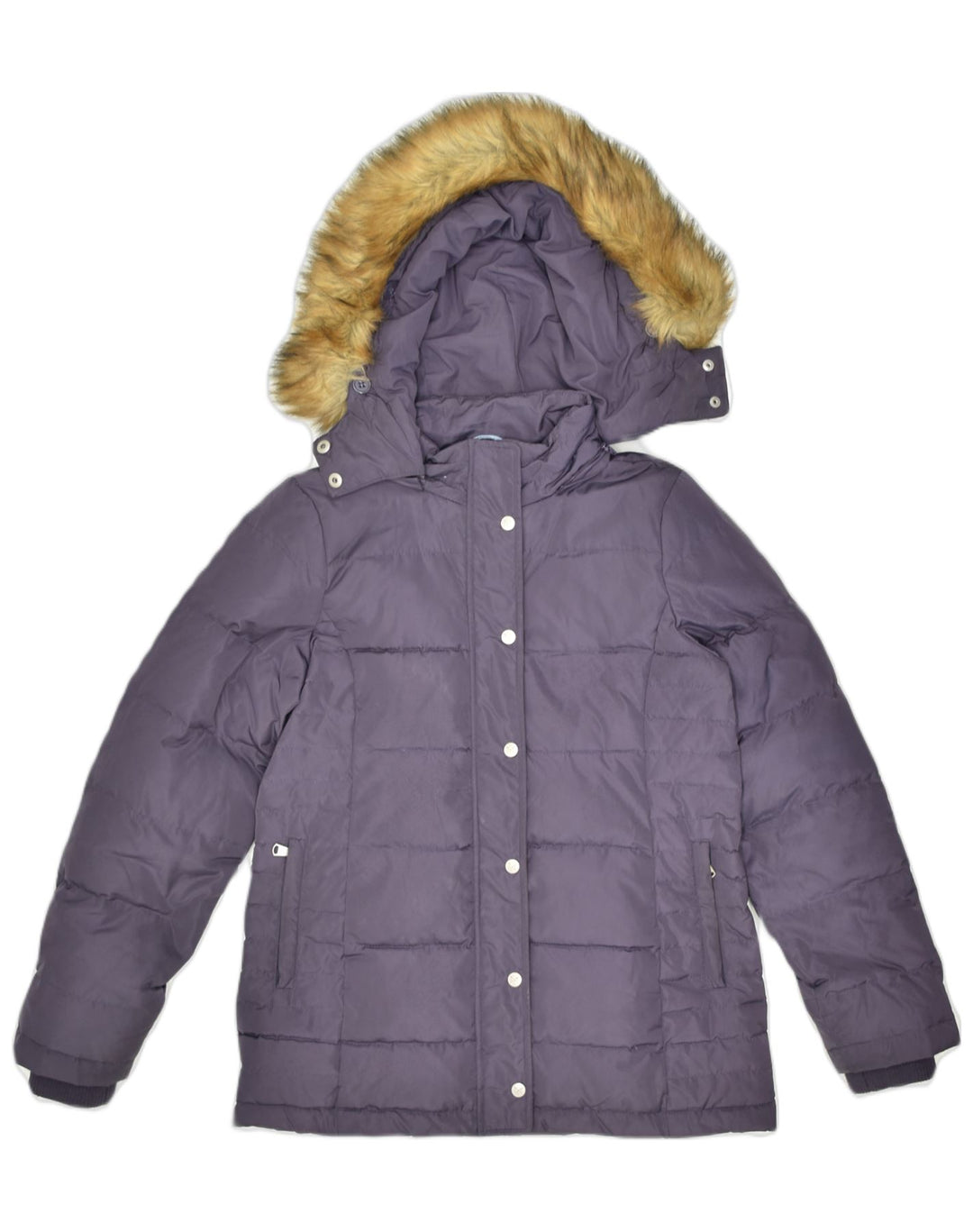 CREW CLOTHING Womens Hooded Padded Jacket UK 10 Small Purple Polyester | Vintage | Thrift | Second-Hand | Used Clothing | Messina Hembry 