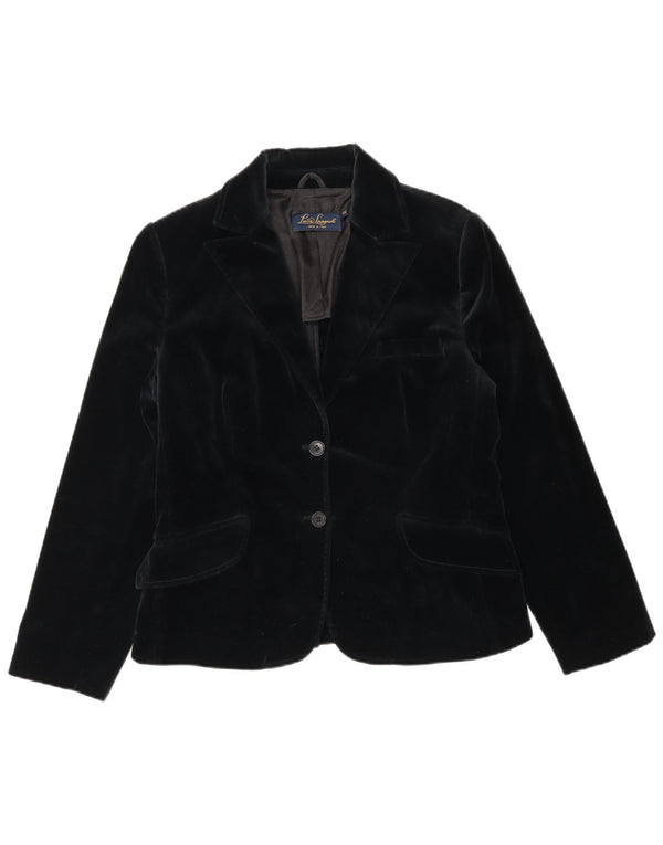 Luisa Spagnoli Womens 2 Button Velvet Blazer Jacket IT 44 Medium Black