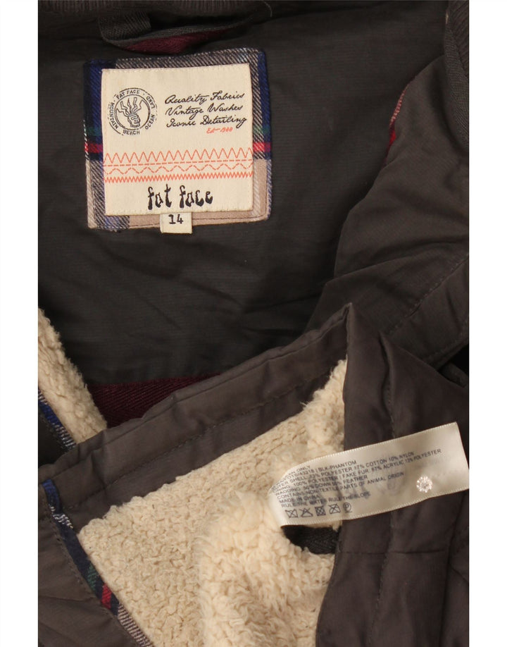Fat Face Womens Hooded Padded Gilet UK 14 Medium Grey Polyester
