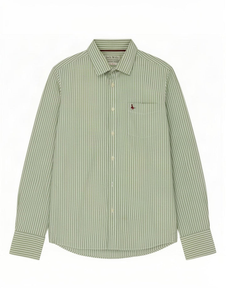 Jack Wills Mens Shirt Medium Green Striped Cotton