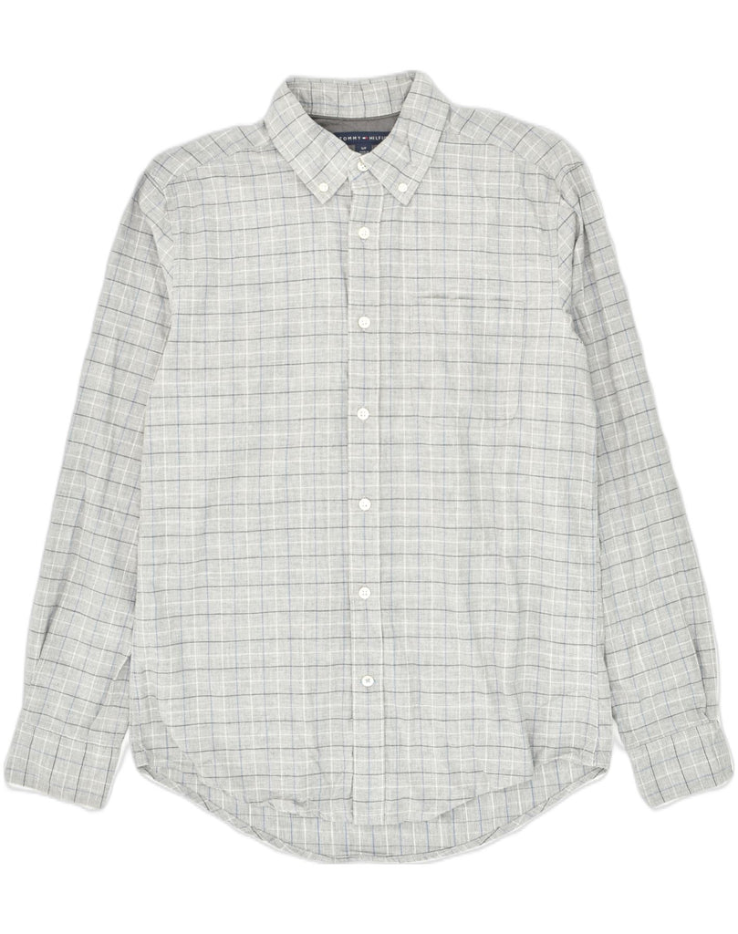 TOMMY HILFIGER Mens Custom Fit Shirt Small Grey Check Cotton | Vintage Tommy Hilfiger | Thrift | Second-Hand Tommy Hilfiger | Used Clothing | Messina Hembry 