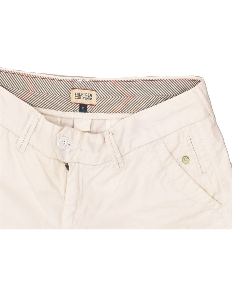 TOMMY HILFIGER Womens Chino Shorts W27 Small Off White Cotton | Vintage Tommy Hilfiger | Thrift | Second-Hand Tommy Hilfiger | Used Clothing | Messina Hembry 