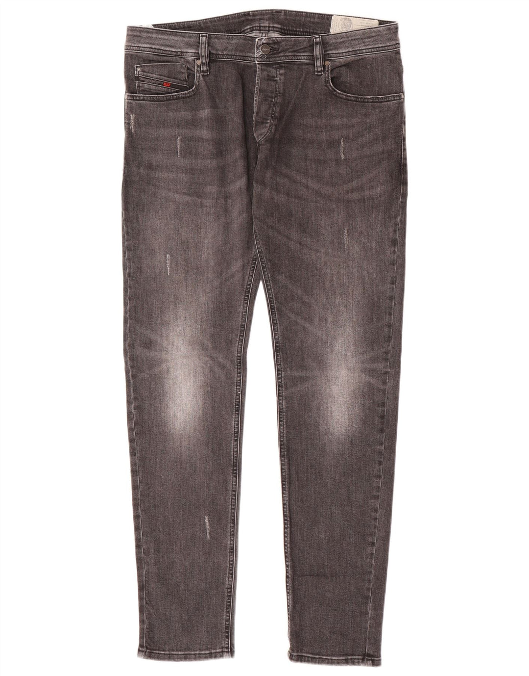 Diesel Mens Distressed Slim Jeans W36 L32 Grey Cotton