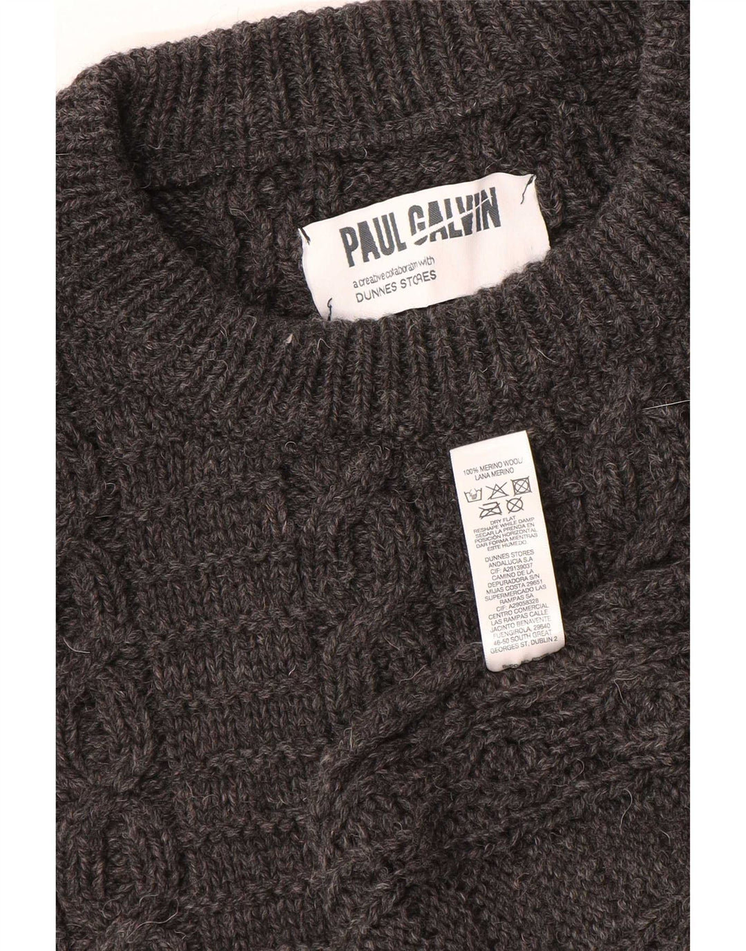 Dunnes Stores Mens Boat Neck Jumper Sweater Large Grey Wool