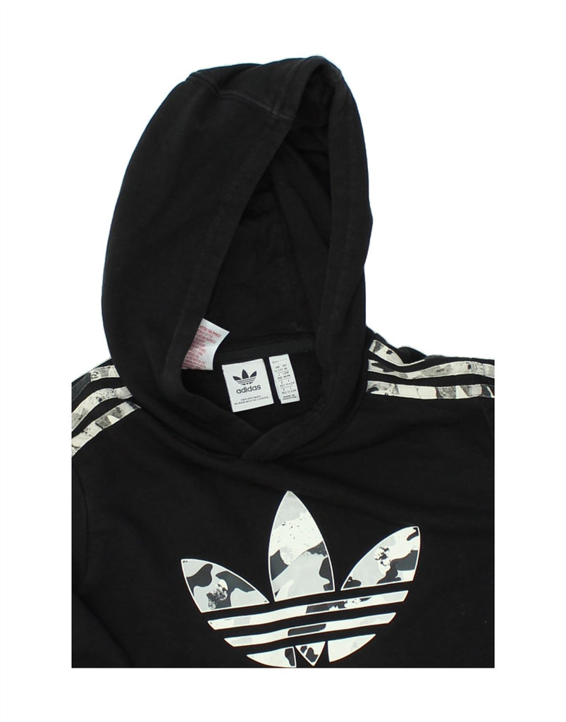 ADIDAS Boys Graphic Hoodie Jumper 11-12 Years Black Cotton | Vintage Adidas | Thrift | Second-Hand Adidas | Used Clothing | Messina Hembry 