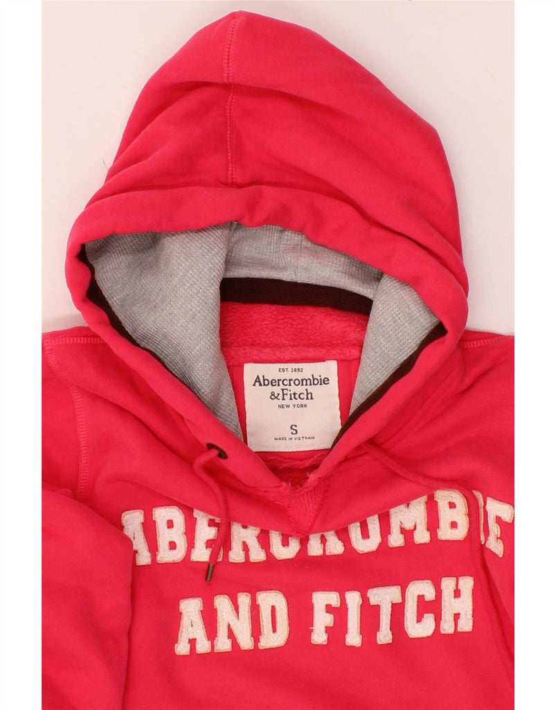 ABERCROMBIE & FITCH Womens Graphic Hoodie Jumper UK 10 Small Pink Cotton Vintage Abercrombie & Fitch and Second-Hand Abercrombie & Fitch from Messina Hembry 