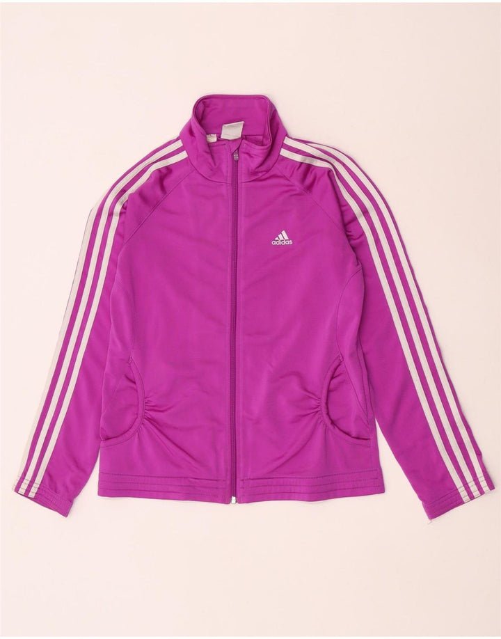 Adidas Girls Tracksuit Top Jacket 13-14 Years Purple Polyester