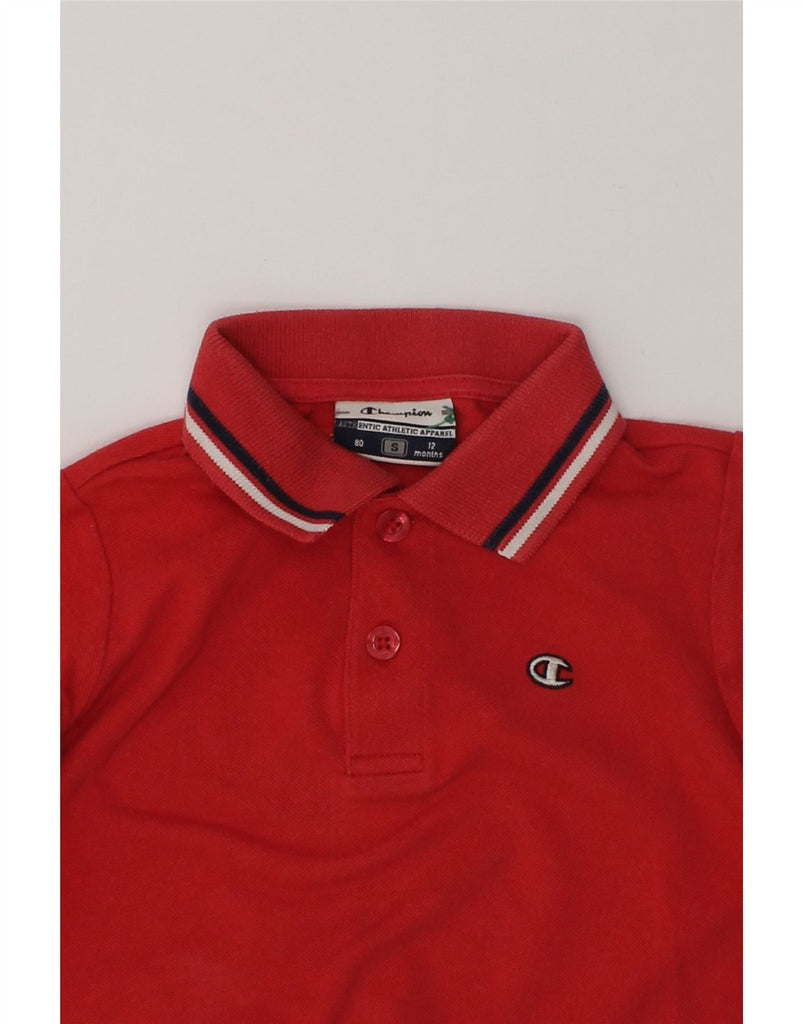 CHAMPION Baby Boys Long Sleeve Polo Shirt 9-12 Months Small  Red Cotton | Vintage Champion | Thrift | Second-Hand Champion | Used Clothing | Messina Hembry 