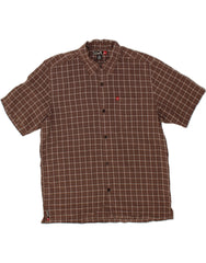 QUIKSILVER Mens Short Sleeve Shirt Medium Brown Check Rayon