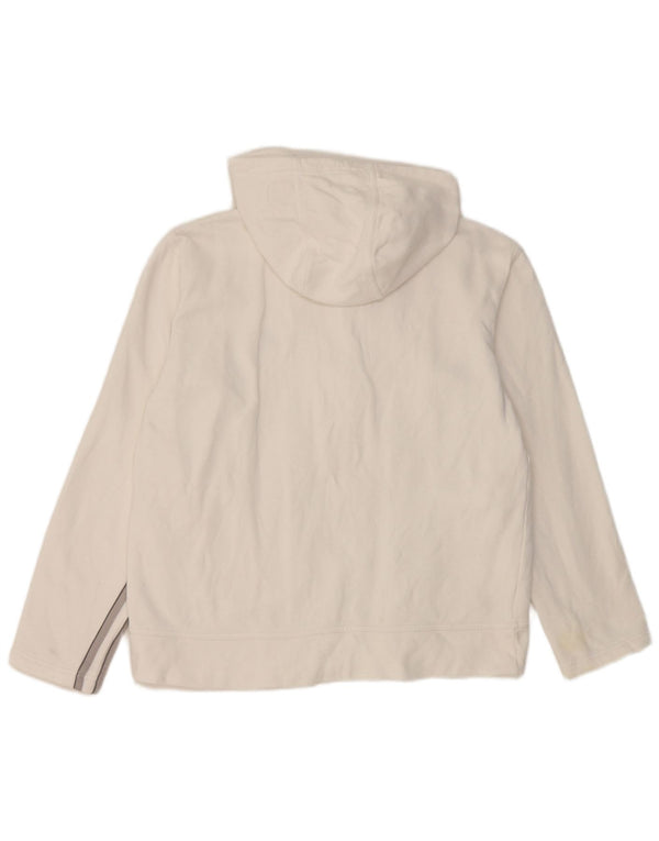 Adidas Womens Zip Hoodie Sweater UK 14 Large White Cotton