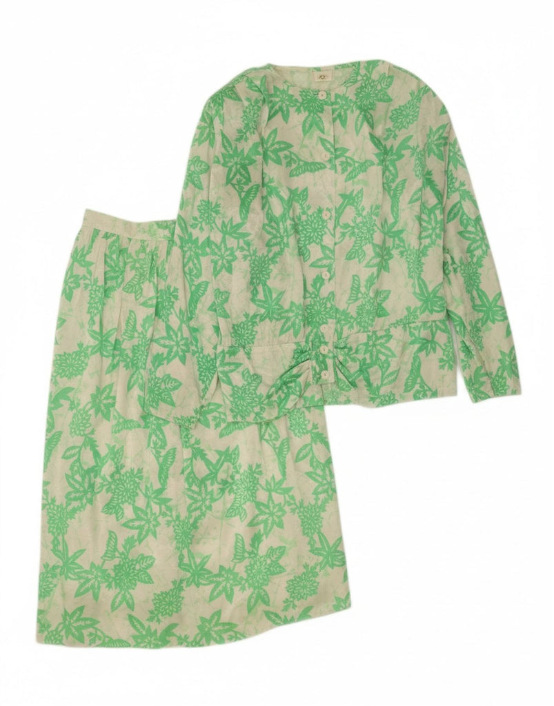 VINTAGE Womens 2 Piece Skirt Set IT 42 Medium W26  Green Floral Viscose Vintage Vintage and Second-Hand Vintage from Messina Hembry 