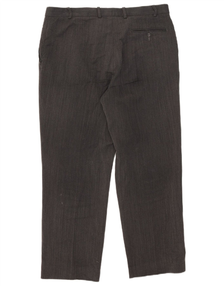 Marks & Spencer Mens Straight Suit Trousers W36 L31 Black Polyester