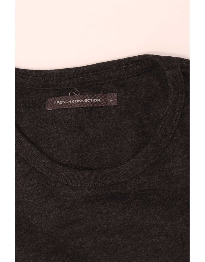French Connection Mens Top Long Sleeve Large Grey Cotton