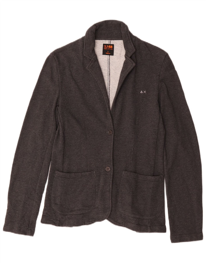 Sun68 Womens 2 Button Blazer Jacket UK 14 Large Grey Cotton