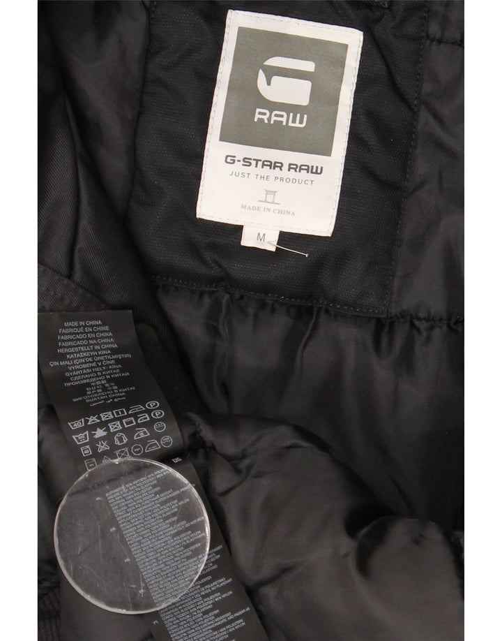 G-Star Mens Hooded Bomber Windbreaker Jacket UK 38 Medium Black Cotton