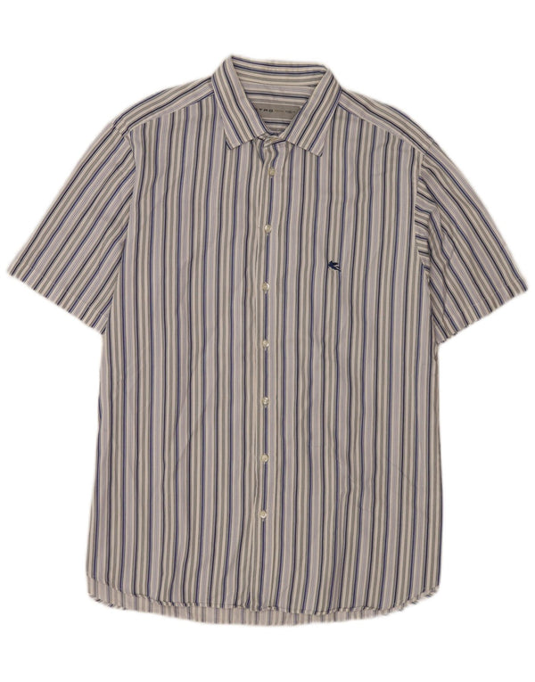 Etro Mens Short Sleeve Shirt Size 44 XL Multicoloured Striped
