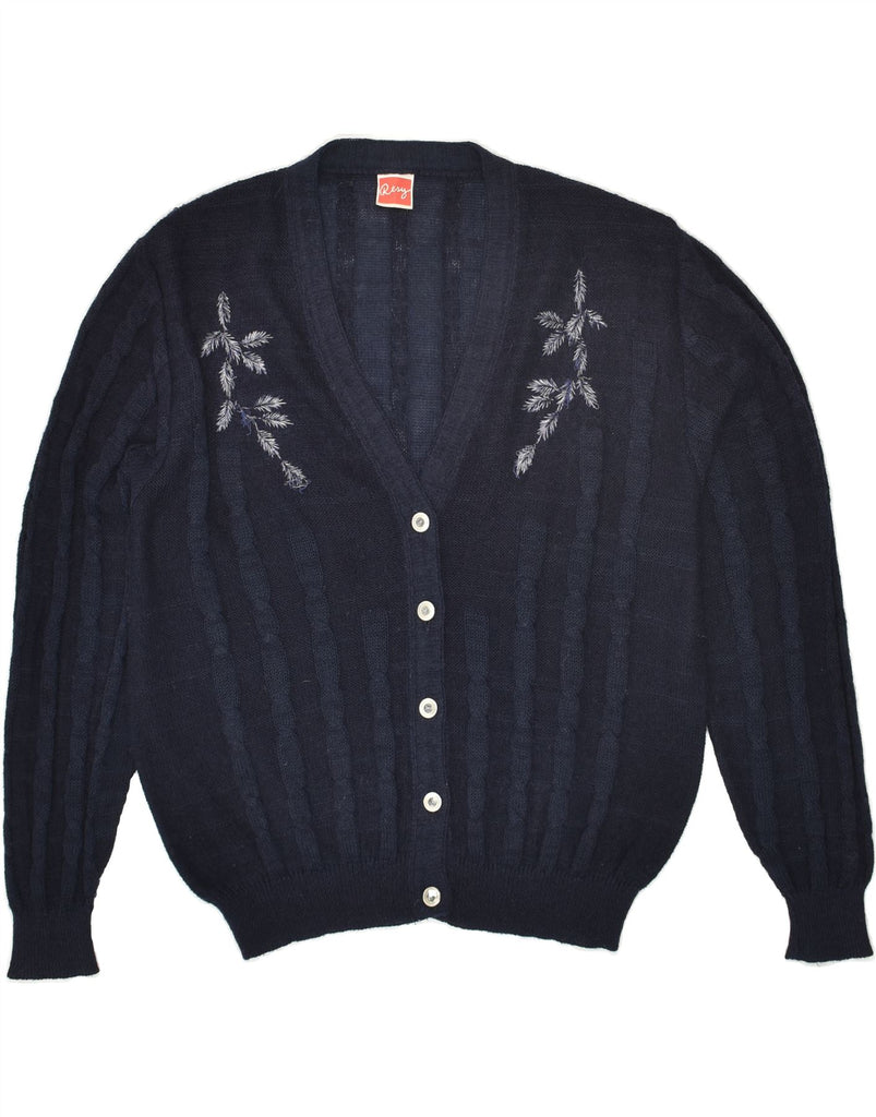 VINTAGE Womens Cardigan Sweater UK 18 XL Navy Blue Mohair | Vintage Vintage | Thrift | Second-Hand Vintage | Used Clothing | Messina Hembry 