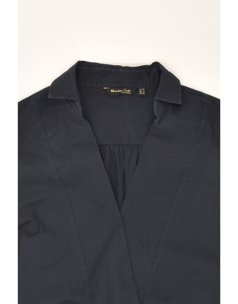 MASSIMO DUTTI Womens Pullover Shirt US 6 Medium Navy Blue Cotton | Vintage Massimo Dutti | Thrift | Second-Hand Massimo Dutti | Used Clothing | Messina Hembry 