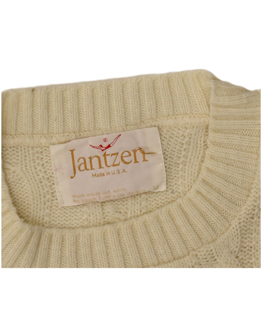 Jantzen Mens Crew Neck Jumper Sweater Medium Off White