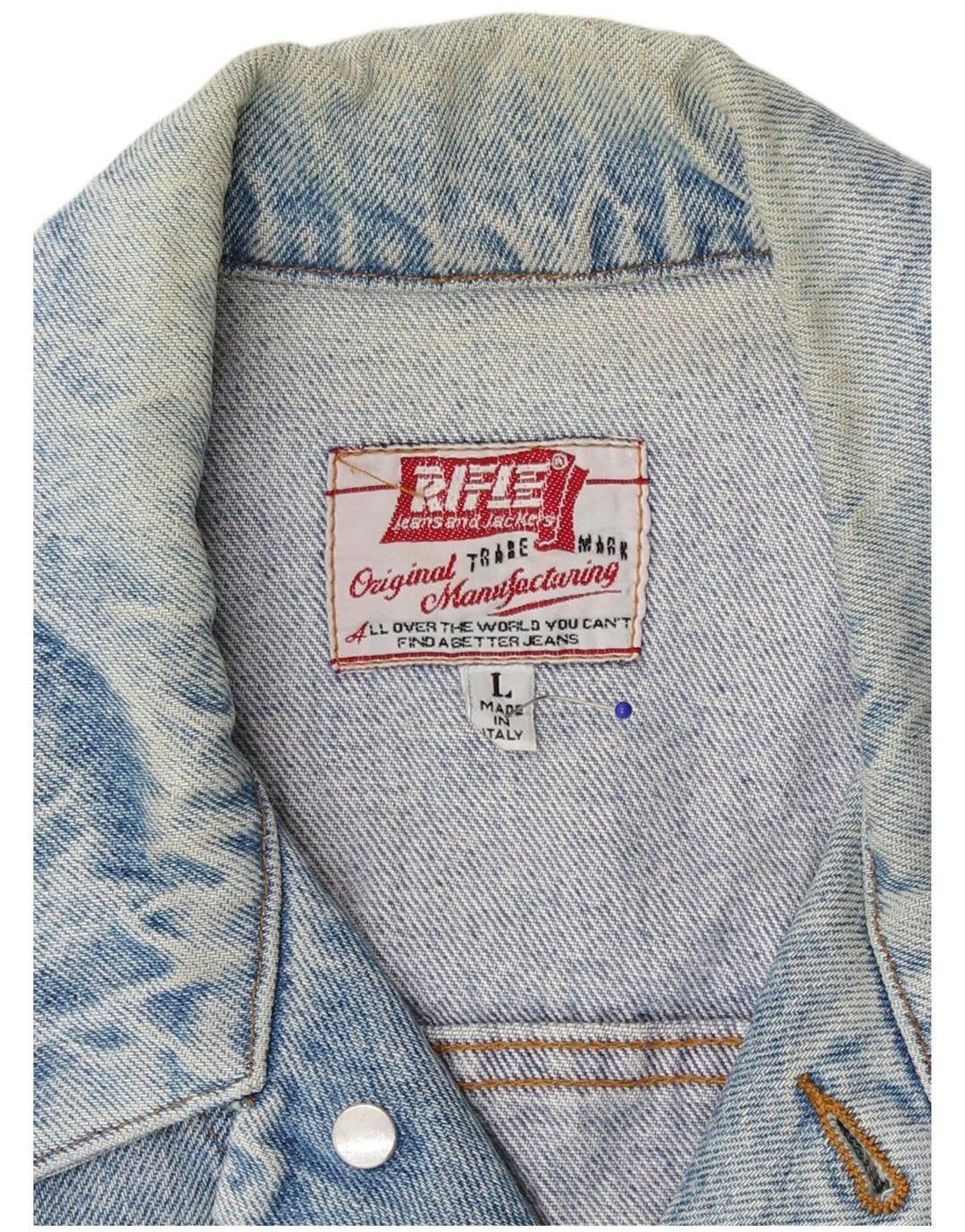 Rifle Mens Denim Jacket UK 40 Large Blue Cotton