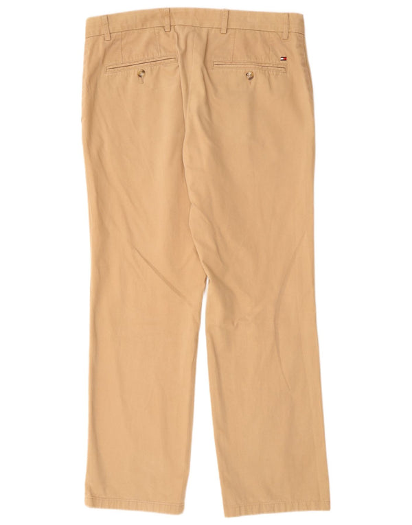 Tommy Hilfiger Mens Straight Chino Trousers W34 L30 Beige Cotton