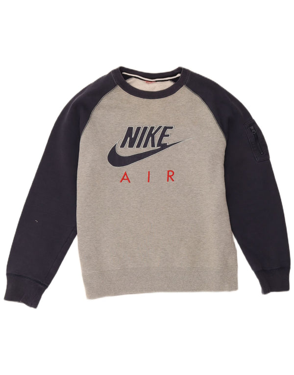 Nike Womens Graphic Sweatshirt Jumper UK 16 Large Grey Colourblock Cotton