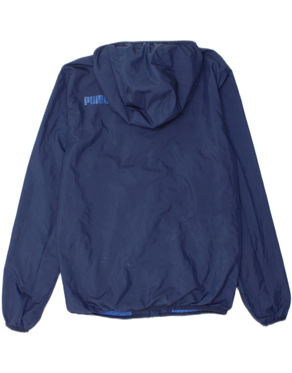 Puma Mens Graphic Hooded Rain Jacket UK 34 XS Navy Blue Polyester