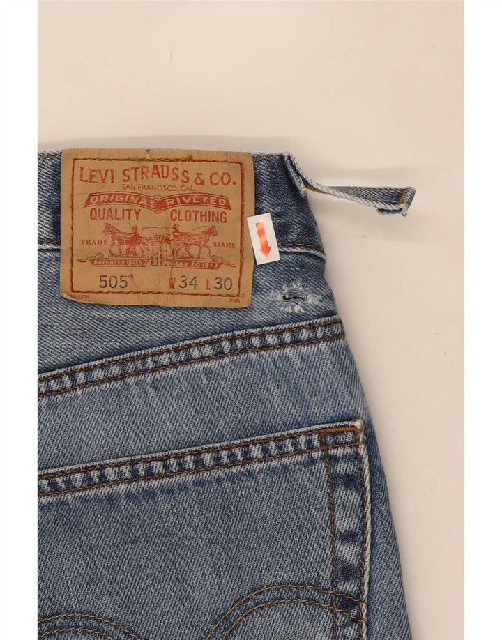 Levi's Mens 505 Regular Fit Straight Jeans W34 L30 Blue Cotton