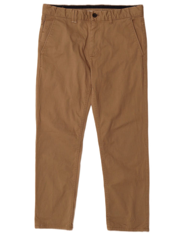 Zara Mens Straight Cropped Trousers EU 40 Medium W31 L25 Beige Cotton