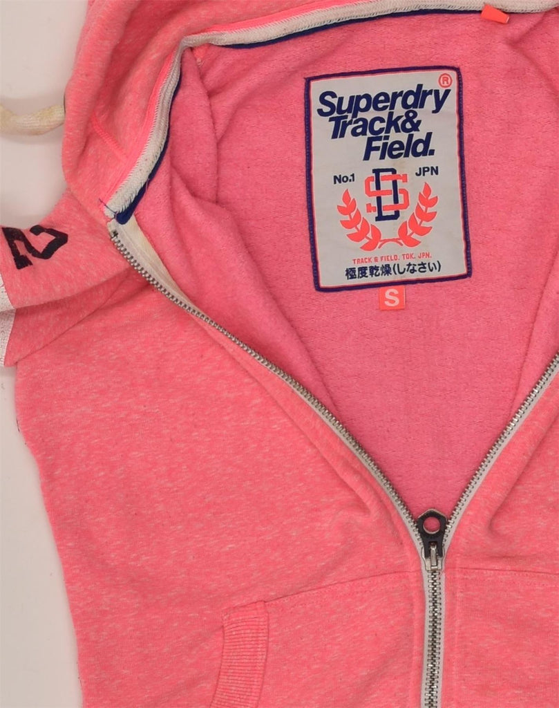 SUPERDRY Womens Zip Hoodie Sweater UK 10 Small Pink Polyester | Vintage Superdry | Thrift | Second-Hand Superdry | Used Clothing | Messina Hembry 