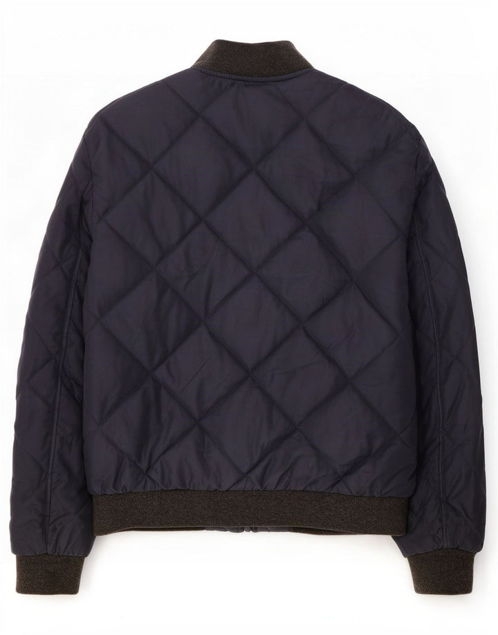 Marks & Spencer Mens Quilted Bomber Jacket UK 38 Medium Navy Blue Polyester