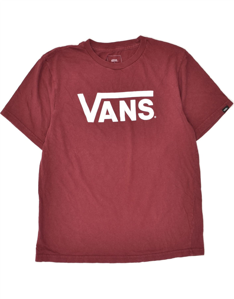 VANS Boys Custom Fit Graphic T-Shirt Top 12-13 Years Large  Maroon Cotton | Vintage Vans | Thrift | Second-Hand Vans | Used Clothing | Messina Hembry 