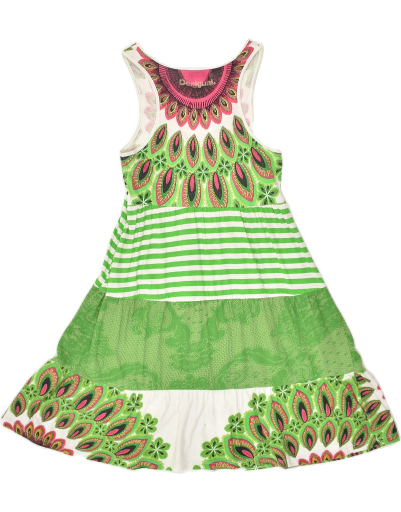 DESIGUAL Girls A-Line Dress 11-12 Years Green Floral Cotton | Vintage Desigual | Thrift | Second-Hand Desigual | Used Clothing | Messina Hembry 