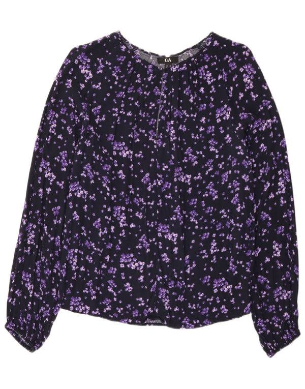 C&A Womens Blouse Top EU 38 Medium Purple Floral Viscose