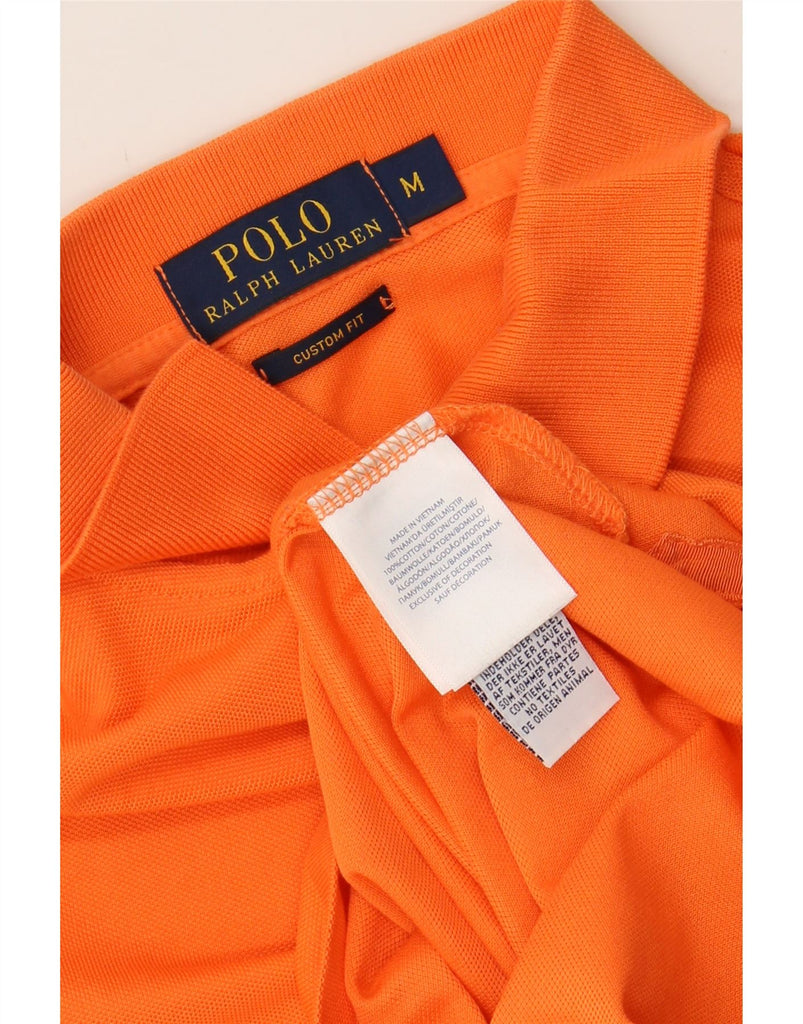 POLO RALPH LAUREN Mens Custom Fit Polo Shirt Medium Orange Cotton Vintage Polo Ralph Lauren and Second-Hand Polo Ralph Lauren from Messina Hembry 