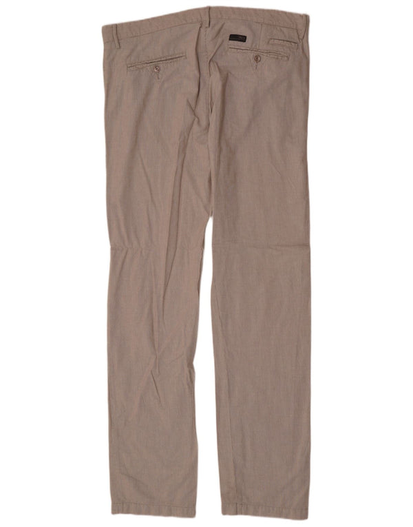 Marlboro Classics Mens Straight Chino Trousers W35 L38 Beige Pinstripe