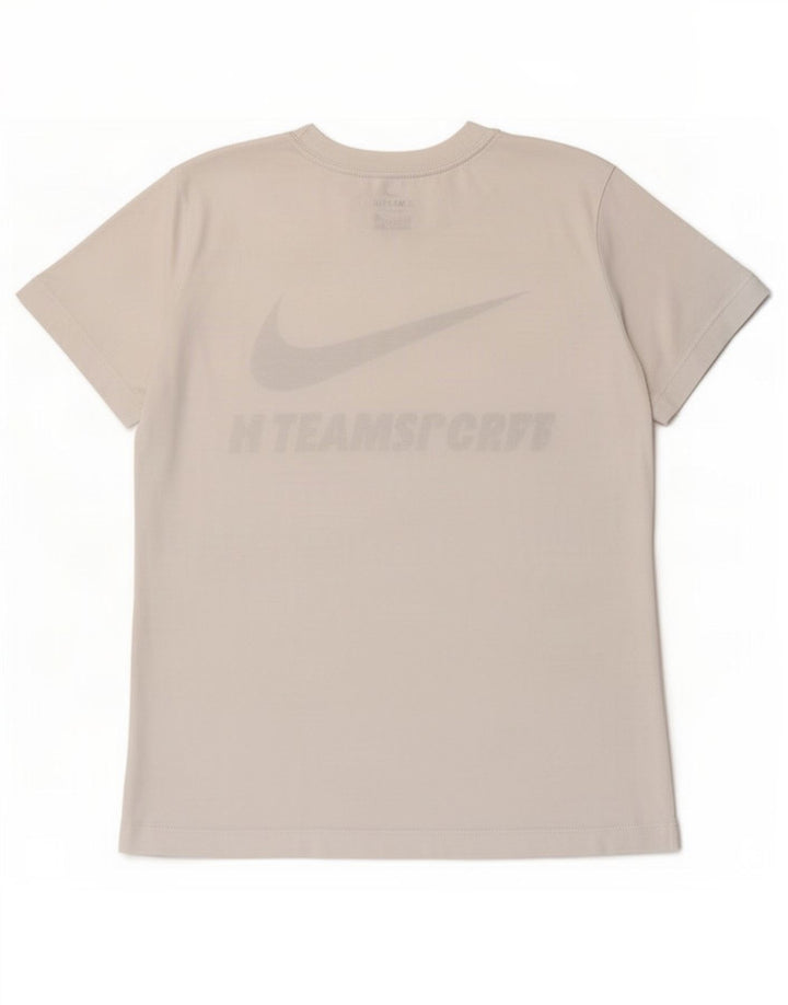 Nike Womens Dri Fit Graphic T-Shirt Top UK 12 Medium White Polyester
