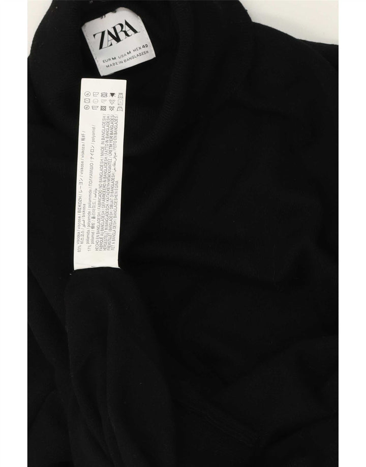 Zara Mens Roll Neck Jumper Sweater Medium Black Viscose