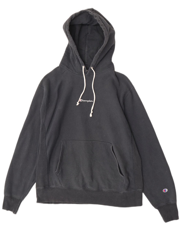 Champion Mens Hoodie Jumper Large Black Cotton