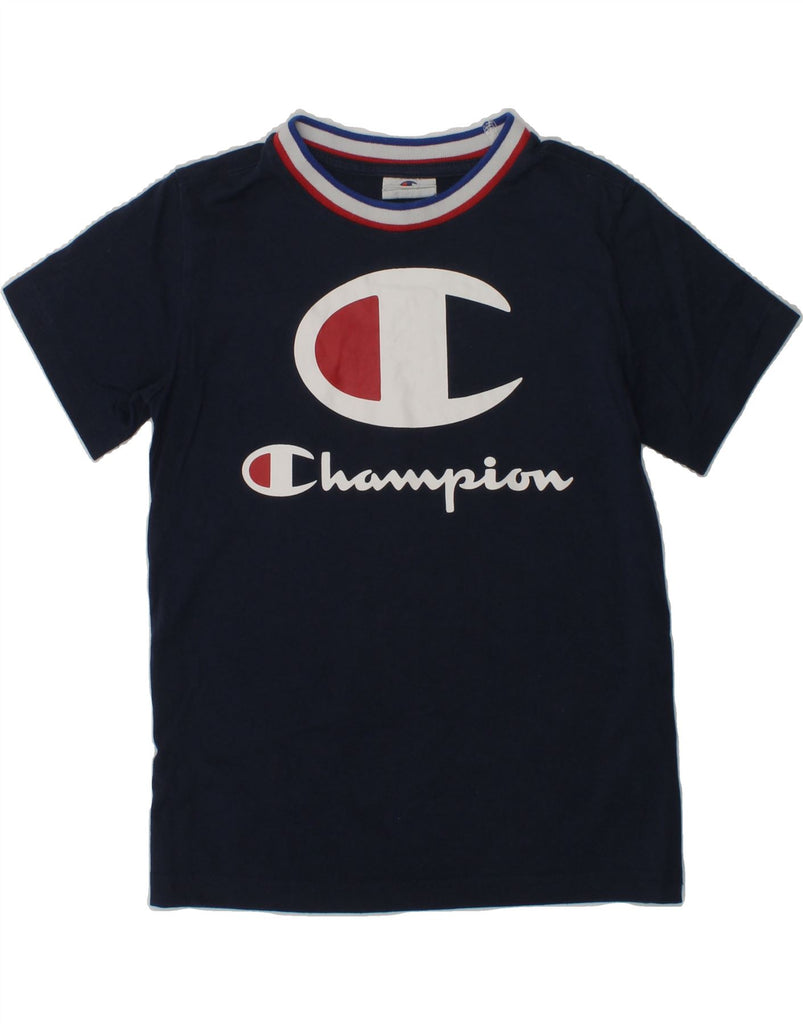 CHAMPION Boys Graphic T-Shirt Top 7-8 Years Small Navy Blue Cotton | Vintage Champion | Thrift | Second-Hand Champion | Used Clothing | Messina Hembry 