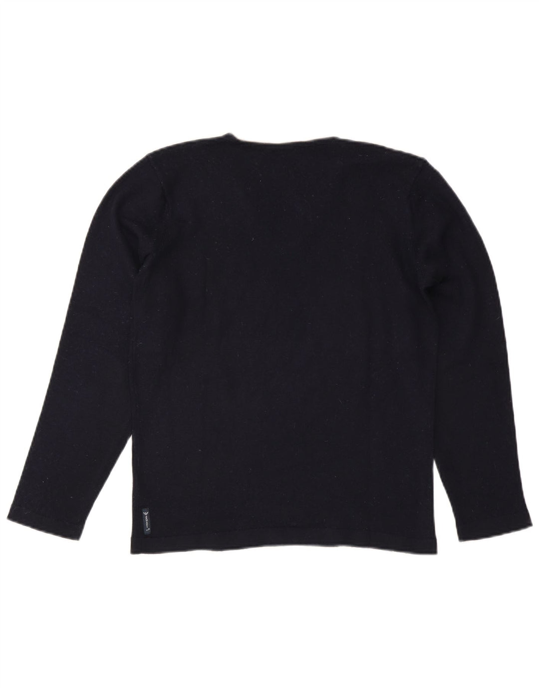Armani Jeans Mens V-Neck Jumper Sweater Medium Navy Blue Colourblock Wool
