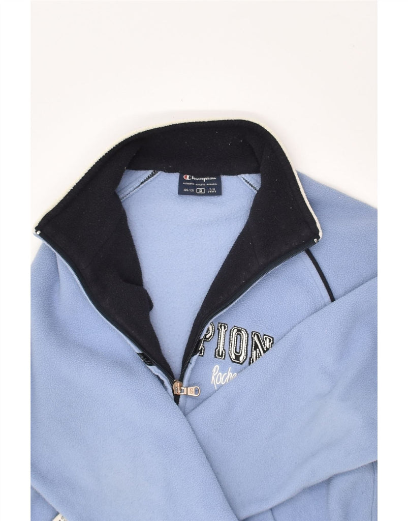 CHAMPION Boys Graphic Fleece Jacket 7-8 Years Small Blue Polyester | Vintage Champion | Thrift | Second-Hand Champion | Used Clothing | Messina Hembry 