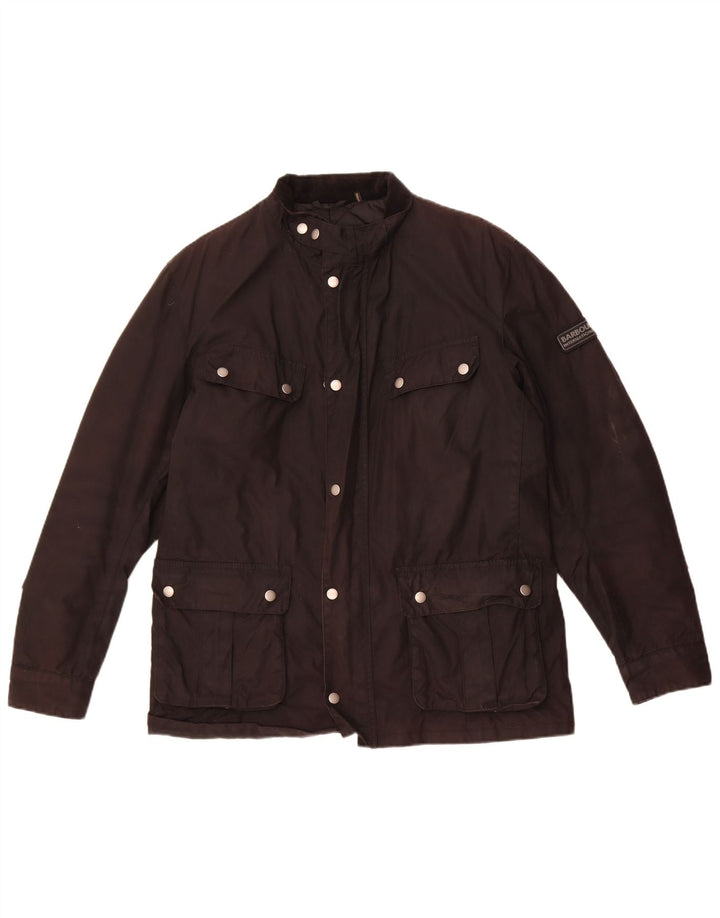 Barbour Mens Waxed Cotton Jacket UK 40 Large Black Cotton