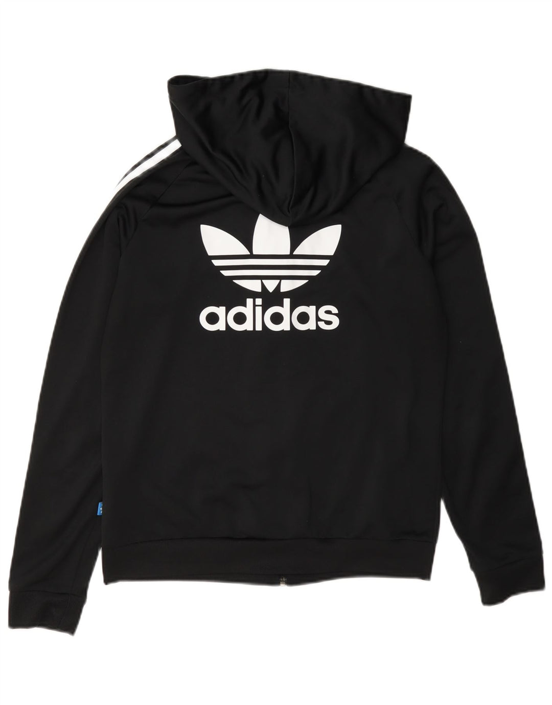 Adidas Womens Graphic Zip Hoodie Sweater UK 12 Medium Black Polyester