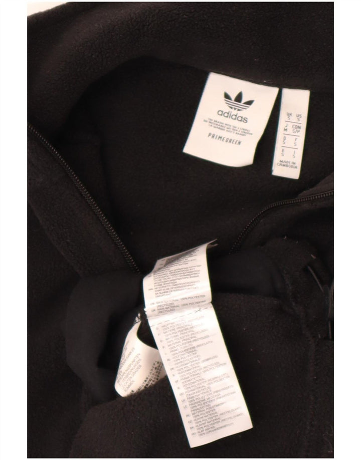 Adidas Mens Zip Neck Fleece Jumper Small Black Polyester