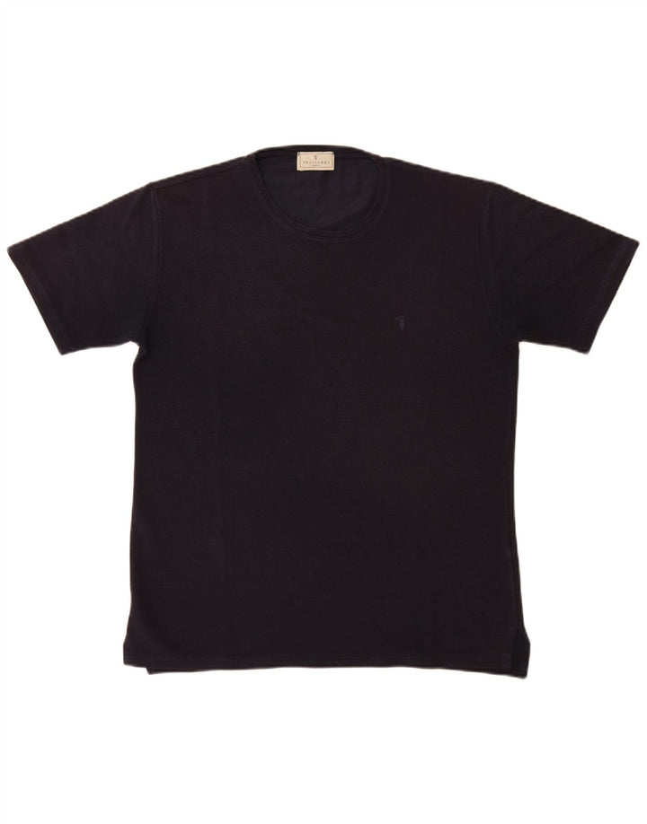 Trussardi Womens T-Shirt Top UK 14 Medium Navy Blue Polyester