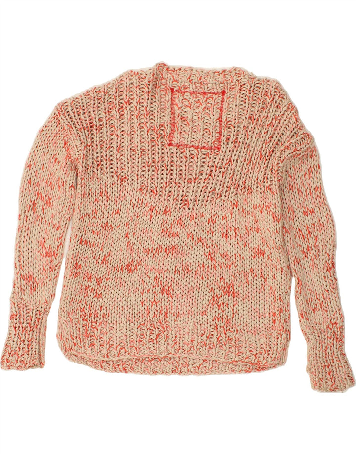 SUPERDRY Womens Crop Oversized Crew Neck Jumper Sweater UK 10 Small Red Vintage Superdry and Second-Hand Superdry from Messina Hembry 